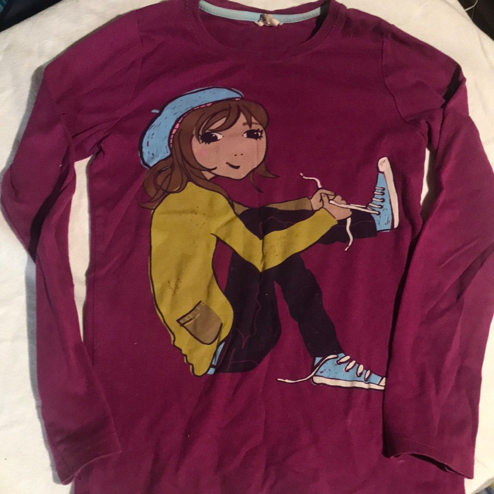 Mini Boden Kids Graphic Long Sleeve Shirt - Purple
